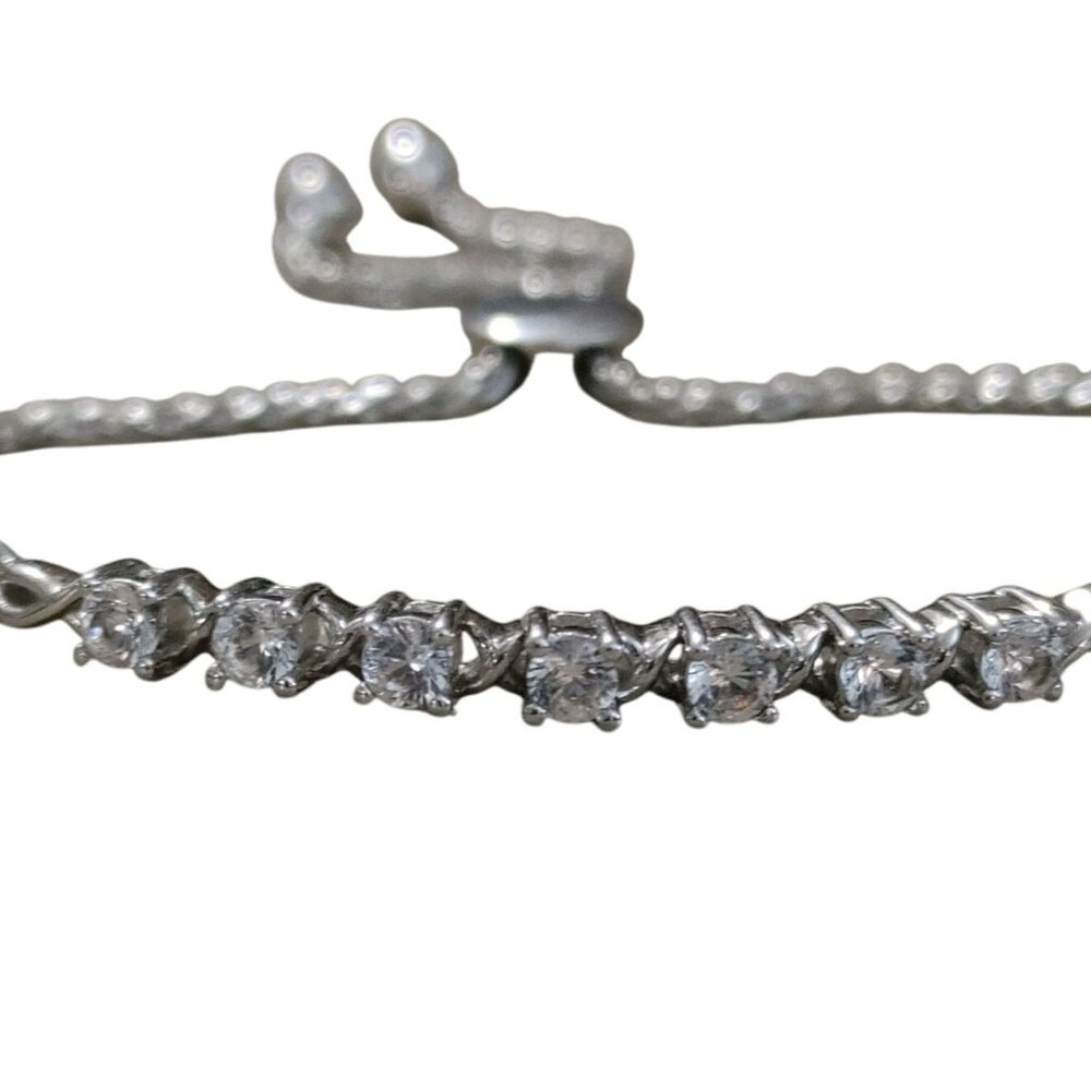 JWBR Gemstone Clear Accents Bracelet Sterling Silver Bolo Adjustable 5 to 9 Inch - Picture 10 of 12